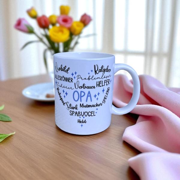 Keramiktasse Opa Vatertag personalisiert Namenstasse Kaffeetasse Kaffeebecher Teetasse - Artikel-Nr. 1100007